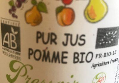 Pur jus de pomme bio ingredients label