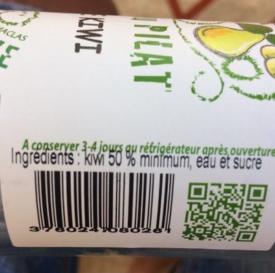 Nectar de kiwi ingredients label