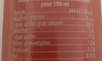 Pur jus pressé a froid nutrition facts table