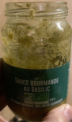 Sauce gourmande au basilic front packaging