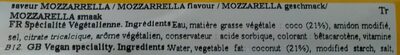 Tranches de mozzarella ingredients label