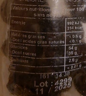 Unknown nutrition facts table
