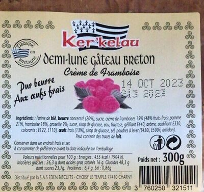 Demi-lune Gâteau breton Crème de Framboise