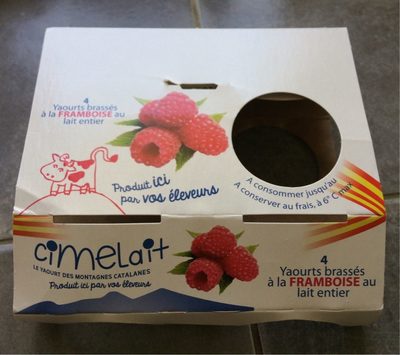 4 yaourts brassés à la framboise au lait entier