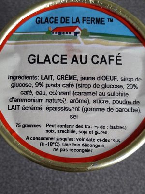 Glace au café ingredients label