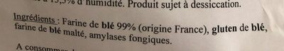 Farine de blé type 65 ingredients label
