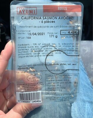 Rolls California saumon avocat