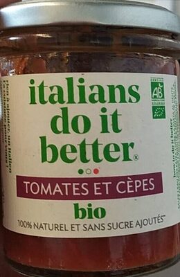 Tomates et cèpes front packaging