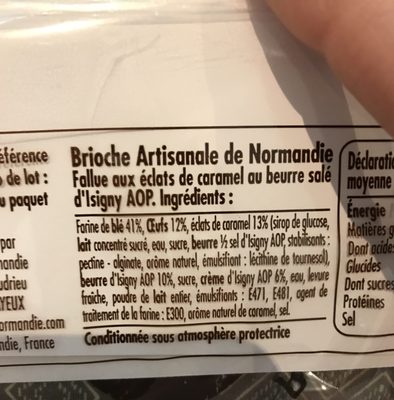 La Fallue ingredients label