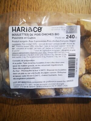 Boulettes de pois chiches Bio poivrons et cumin