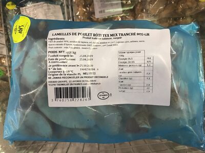 LAMELLES DE POULET ROTI TEX MEX TRANCHES AVS