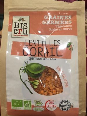 Lentilles corail germees sechees