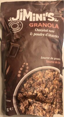 Granola chocolat noir et poudre d’insectes front packaging