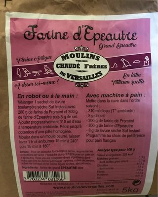 Farine epeautre (prepartion pour pain) front packaging