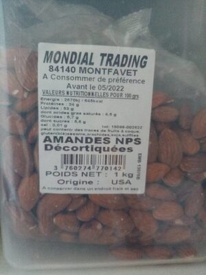 Amandes nps décortiquées