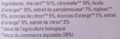 Thé vert Agrumes thé de Ceylan x 20 sachets de 1,8 g ingredients label