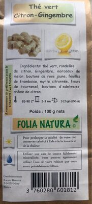 Thé vert citron gingembre