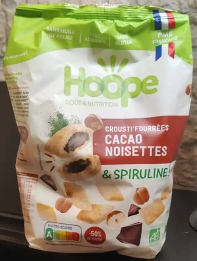 Crousti'Fourrées - Cacao Noisettes & Spiruline front packaging