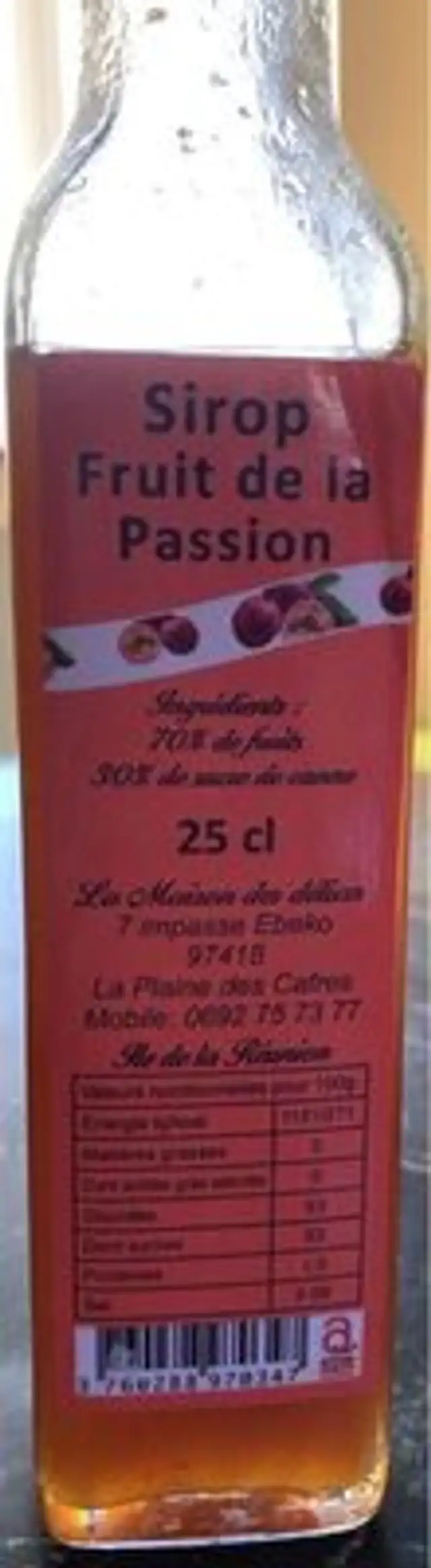 Sirop Fruit de la Passion front packaging