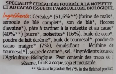 Céréales Choco'crok ingredients label