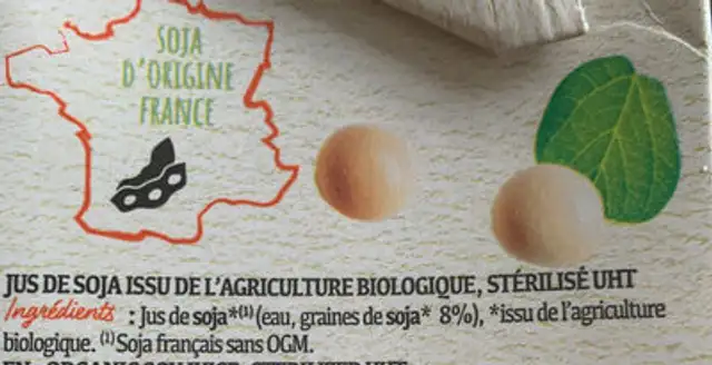 Soja nature ingredients label