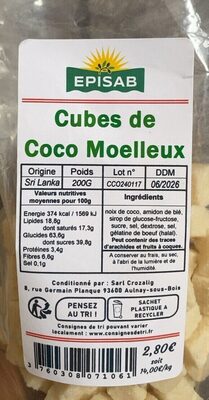 Cubes de Coco Moelleux front packaging