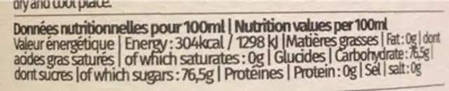 Brut - Fleur de Sureau nutrition facts table