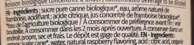 Brut framboise ingredients label