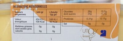 Sorbet mandarine nutrition facts table
