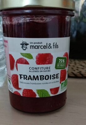 Confiture allégée framboise front packaging