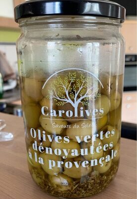 Olives vertes dénoyautées à la provençale front packaging