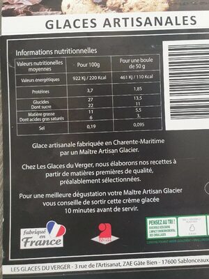 Les glaces du verger nutrition facts table