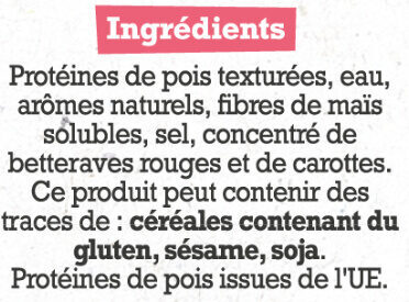 Allumettes végétales et gourmandes ingredients label