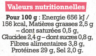 Allumettes végétales et gourmandes nutrition facts table