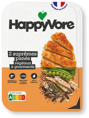 Suprêmes panés végétaux et gourmands front packaging