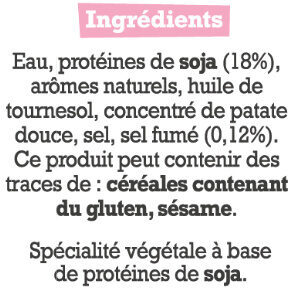 Allumettes végétales ingredients label