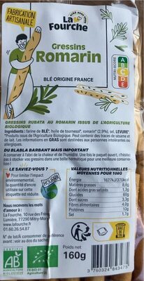 Gressins Au Romarin front packaging