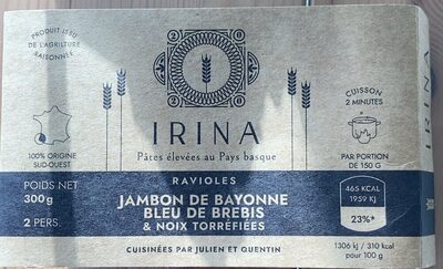 Ravioles jambon de bayonne bleu de brebis & noix torréfiées