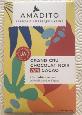 Grand cru chocolat noir 78%cacao front packaging