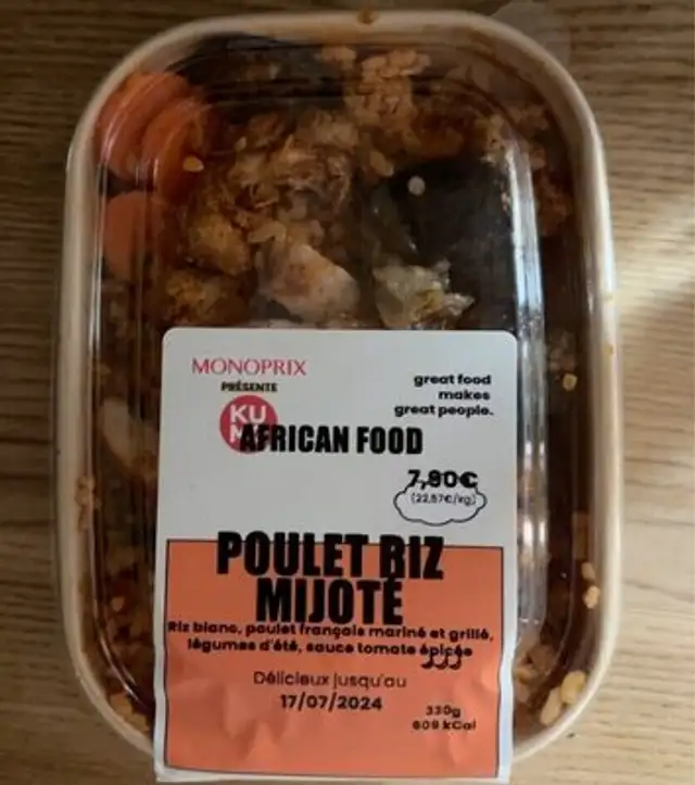 Poulet riz mijoté front packaging