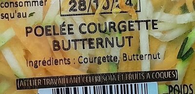 Poelée courgette butternut ingredients label
