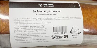 Cake la barre pâtissière