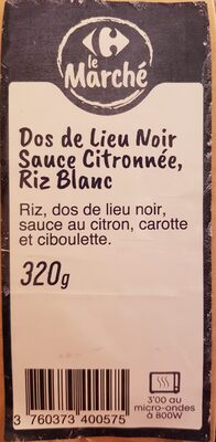 Dos de Lieu Noir Sauce Citronnée, Riz blanc