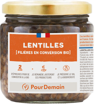 Lentilles conserve en conversion bio front packaging