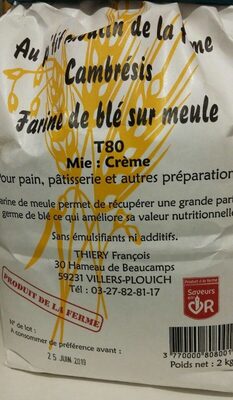 Farine de blé sur meule t80