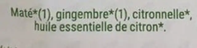 Maté Gingembre Citron ingredients label