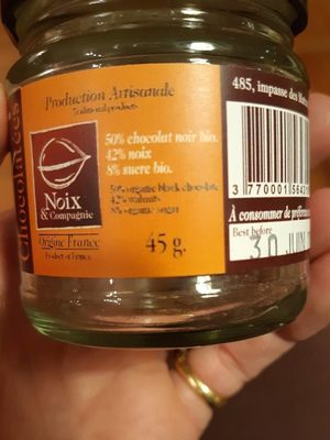 Noix chocolatées ingredients label
