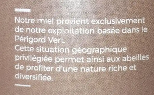 Miel ingredients label