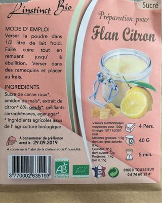 Préparation pour flan citron