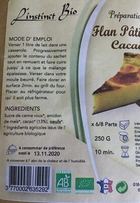 Flan patissier cacao